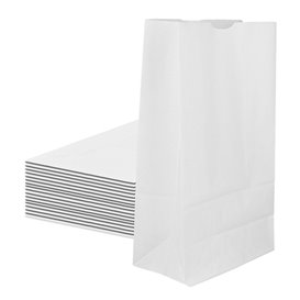 Papieren zak zonder handvat kraft wit 15+9x28cm (25 stuks)