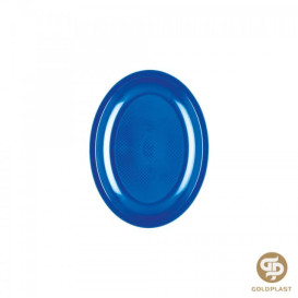 Plastic schotel Ovaal vormig mediterranean blauw "Rond vormig" PP 25,5 cm (50 stuks) 