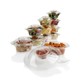 Plastic deli Container 750ml + Plastic Deksel "Press&Dress" + Portie beker (50 stuks)