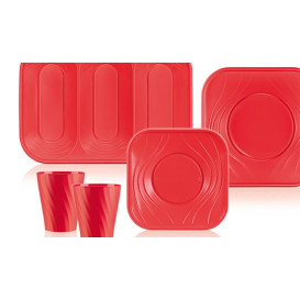 Plastic PP beker "X-Table" rood 320ml (8 stuks) 