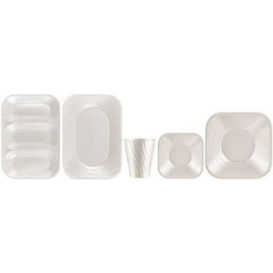 Plastic bord PP "X-Table" Vierkant parel 18 cm (8 stuks) 