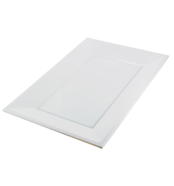 Plastic dienblad wit 33x22,5cm (25 stuks) 