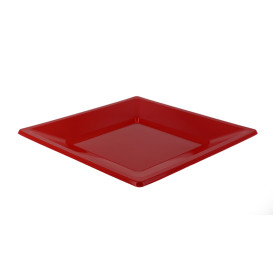 Plastic bord Plat Vierkant rood 17 cm (750 stuks)