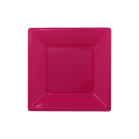 Plastic bord Plat Vierkant fuchsia 17 cm (300 stuks)