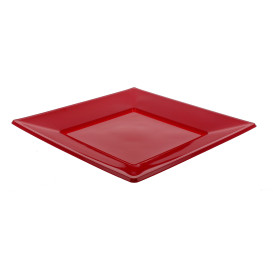 Plastic bord Plat Vierkant rood 17 cm (300 stuks)