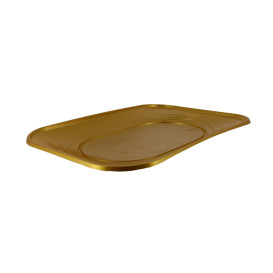 Plastic dienblad microgolfbaar "X-Table" goud 33x23cm (2 stuks) 