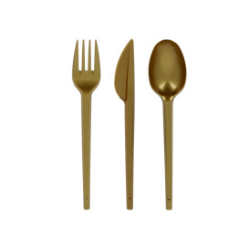 Plastic PS mes  goud 16,5cm (20 stuks) 