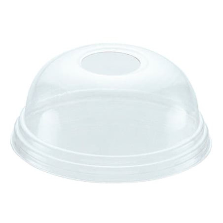 Plastic PET koepel Deksel met gat Ø9,3cm voor PET beker 420ml (100 stuks)