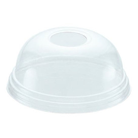 Plastic PET koepel Deksel met gat Ø9,3cm voor PET beker 420ml (1000 stuks)