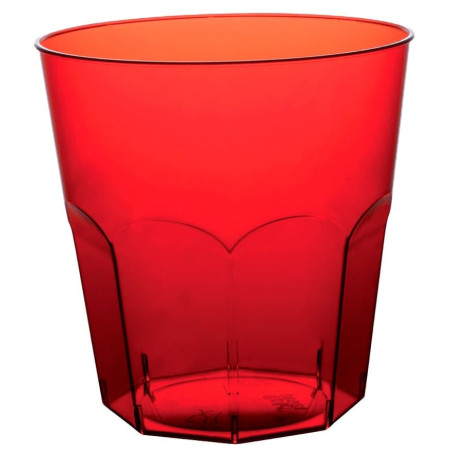 Plastic PS beker rood transparant Ø7,3cm 220ml (1000 stuks)