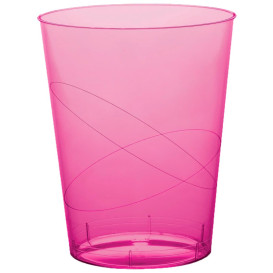 Plastic PS beker "Moon" fuchsia transparant 350ml (20 stuks) 