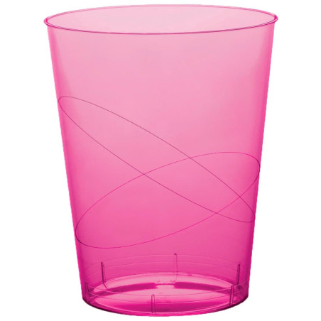 Plastic PS beker "Moon" fuchsia transparant 350ml (20 stuks) 