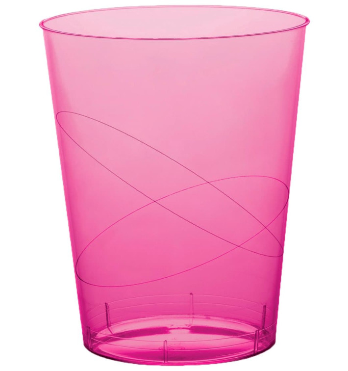 Plastic PS beker "Moon" fuchsia transparant 350ml (400 stuks)