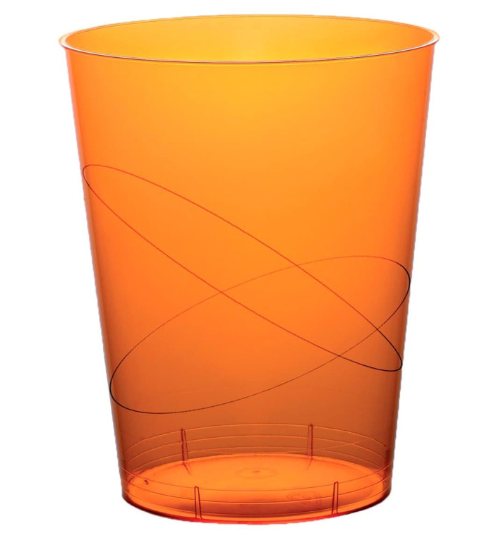 Plastic PS beker "Moon" oranje transparant 350ml (20 stuks) 