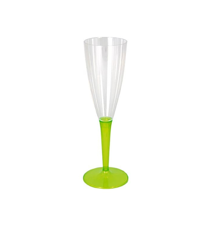 Plastic stam fluitglas Mousserende Wijn groen 100ml (36 stuks)