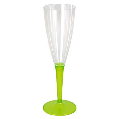 Plastic stam fluitglas Mousserende Wijn groen 100ml (36 stuks)