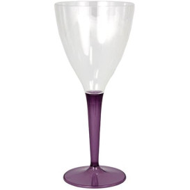 Plastic stamglas wijn aubergine kleur 130ml (6 stuks) 