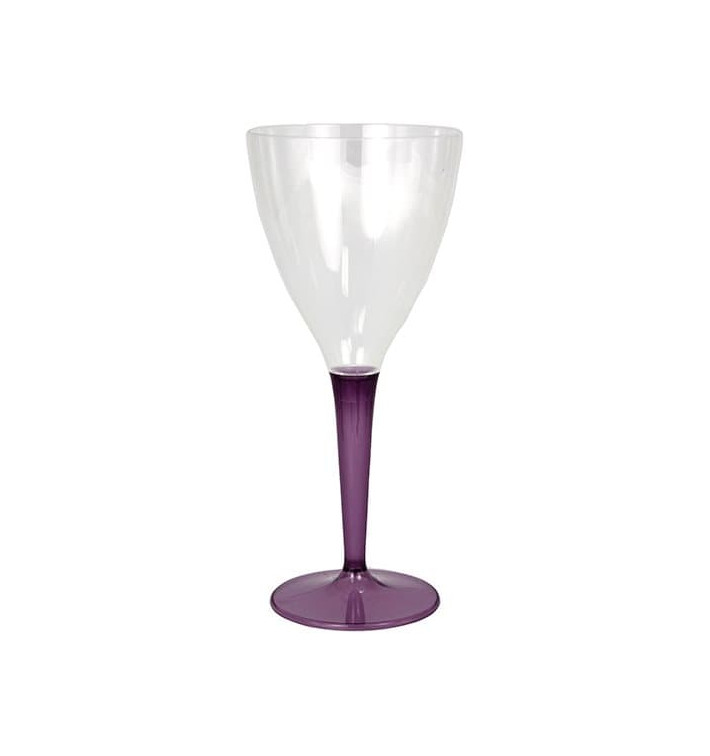 Plastic stamglas wijn aubergine kleur 130ml (6 stuks) 