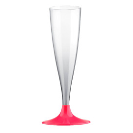 Plastic stam fluitglas Mousserende Wijn fuchsia 140ml 2P (20 stuks)