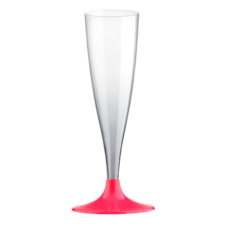 Plastic stam fluitglas Mousserende Wijn fuchsia 140ml 2P (400 stuks)