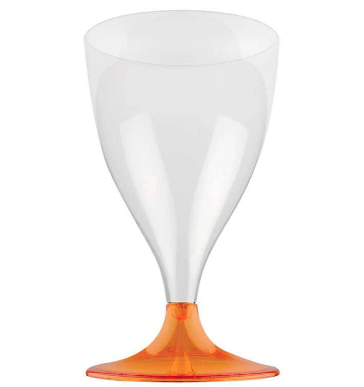 Plastic stamglas wijn oranje transparant 200ml 2P (20 stuks)