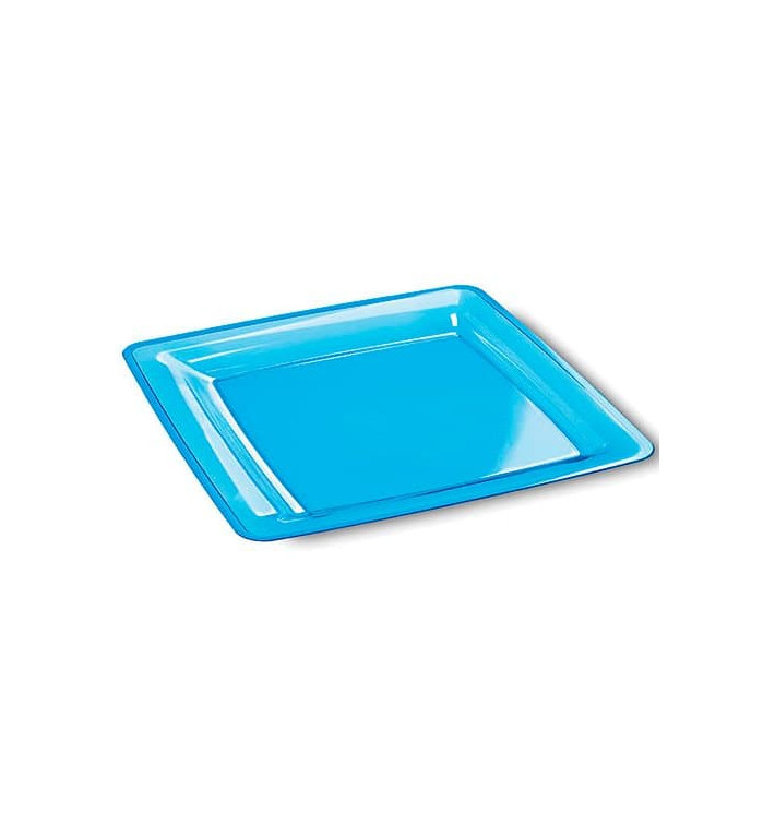 Plastic bord Vierkant extra sterk turkoois 22,5x22,5cm (72 stuks)