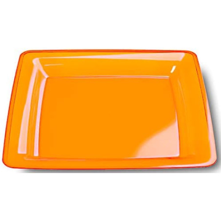 Plastic bord Vierkant extra sterk oranje 22,5x22,5cm (72 stuks)