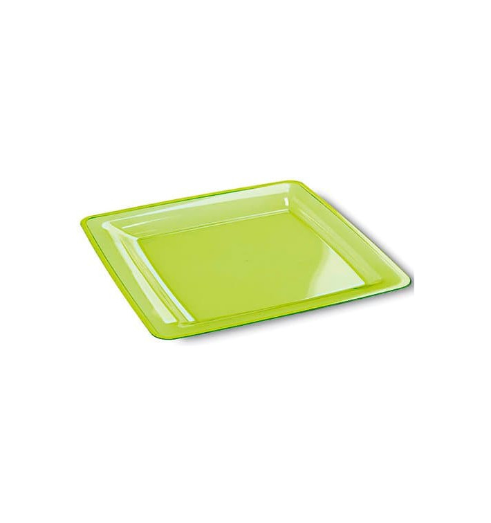 Plastic bord Vierkant extra sterk groen 22,5x22,5cm (72 stuks)