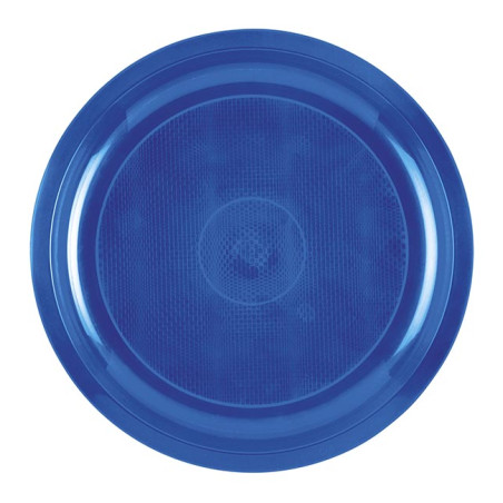 Herbruikbare harde bord mediterranean blauw "Rond vormig" PP Ø29 cm (300 stuks)