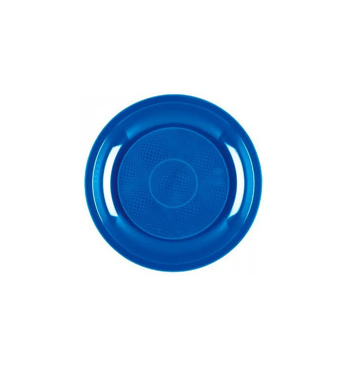 Plastic bord Plat mediterranean blauw "Rond vormig" PP Ø22 cm (50 stuks) 