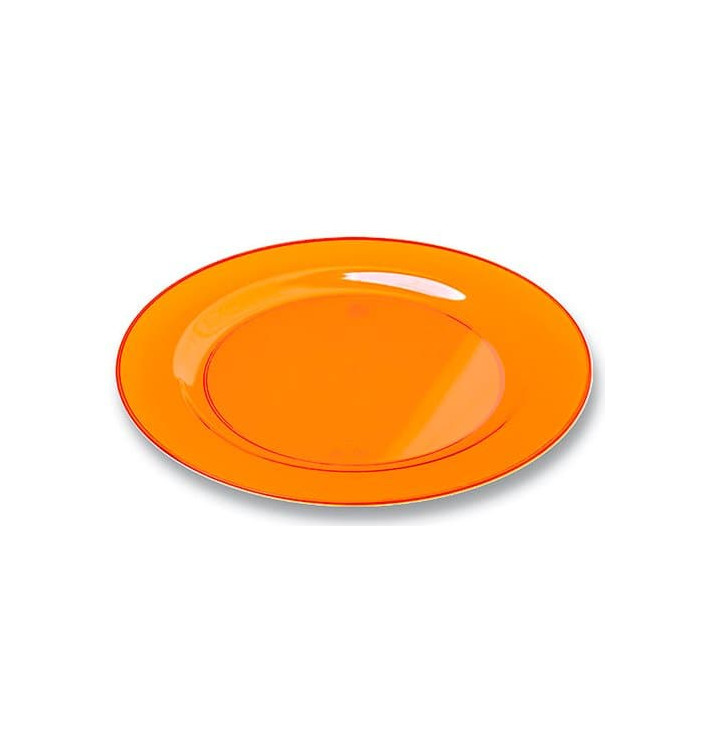 Plastic bord Rond vormig extra sterk oranje 26cm (6 stuks) 