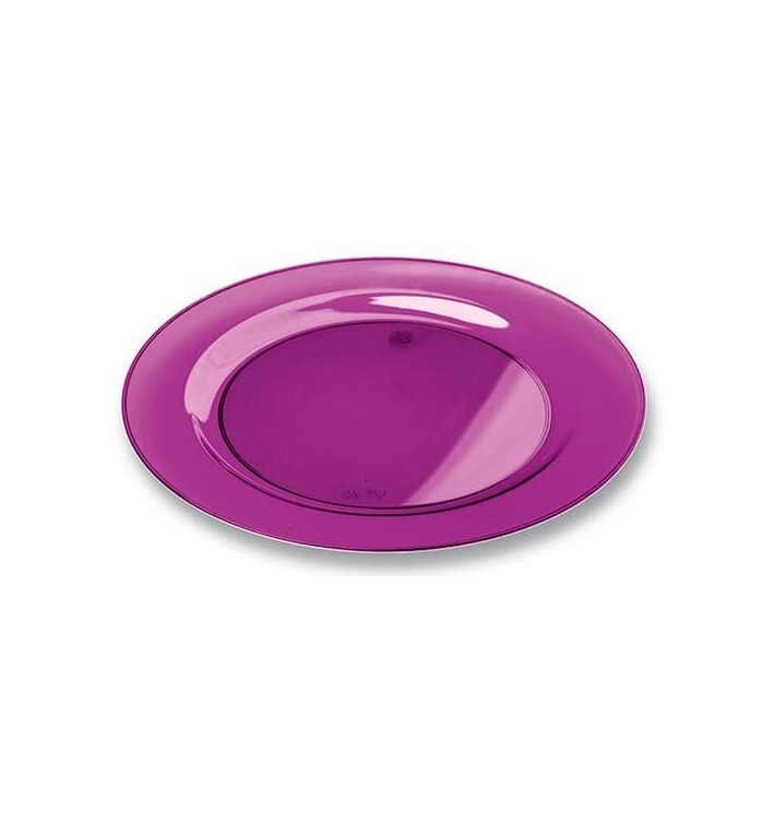 Plastic bord Rond vormig extra sterk aubergine kleur 26cm (6 stuks) 