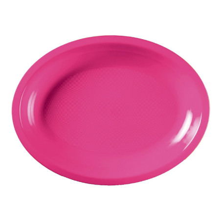 Herbruikbare harde Dienblad Ovaal vormig fuchsia 25,5x19 cm (600 stuks)