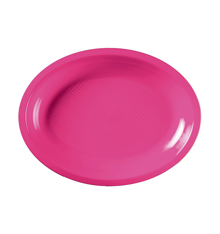 Plastic schotel microgolfbaar Ovaal vormig fuchsia 31,5x22 cm (300 stuks)