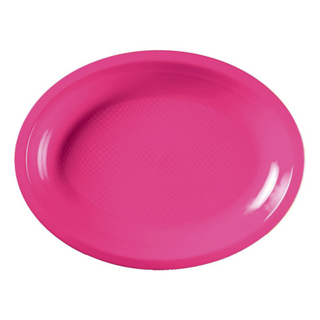 Herbruikbare harde Dienblad Ovaal vormig fuchsia 31,5x22 cm (300 stuks)