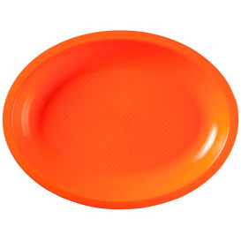 Plastic schotel microgolfbaar Ovaal vormig oranje 25,5x19 cm (600 stuks)