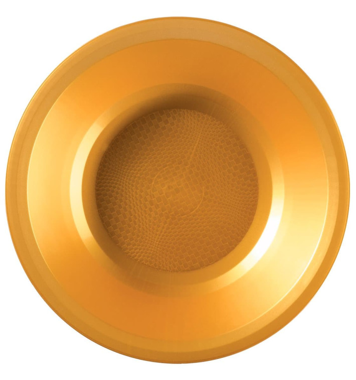 Plastic bord Diep goud "Rond vormig" PP Ø19,5 cm (25 stuks) 