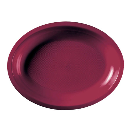 Herbruikbare harde Dienblad Ovaal vormig bordeauxrood "Rond vormig" 25,5x19 cm (50 stuks) 