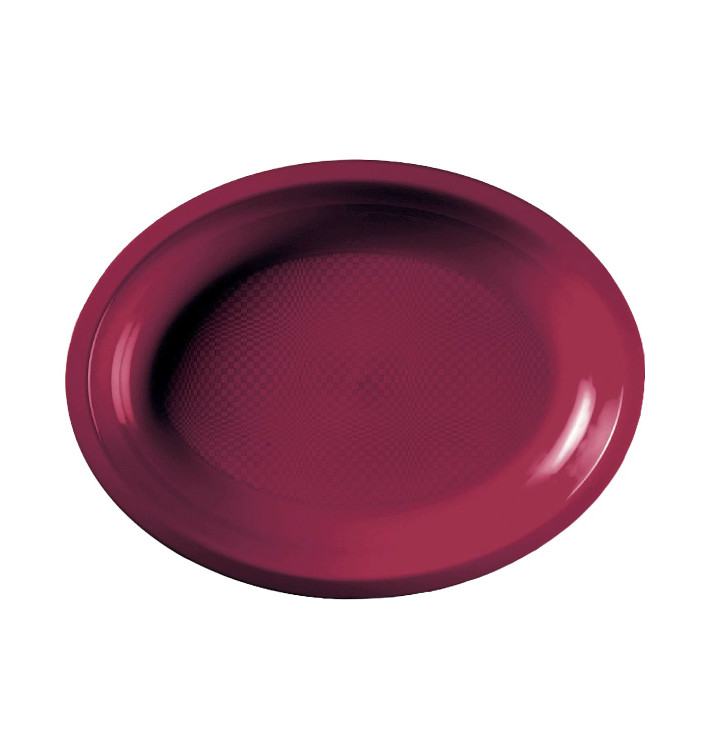 Plastic schotel microgolfbaar Ovaal vormig bordeauxrood "Rond vormig" 25,5x19 cm (600 stuks)