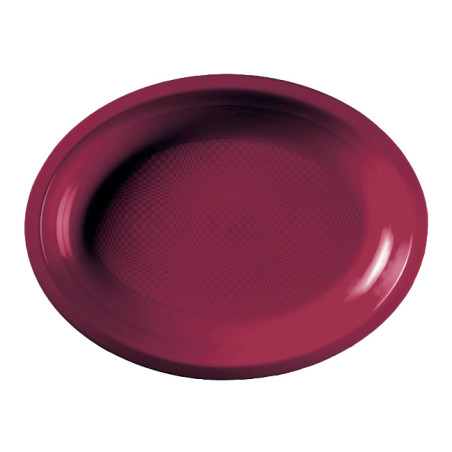 Herbruikbare harde Dienblad Ovaal vormig bordeauxrood "Rond vormig" 31,5x22 cm (25 stuks) 