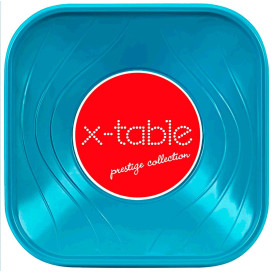 Plastic Kom PP Vierkant "X-Table" turkoois 18x18cm (8 stuks) 