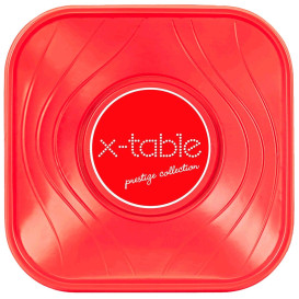 Plastic Kom PP Vierkant "X-Table" rood 18x18cm (8 stuks) 