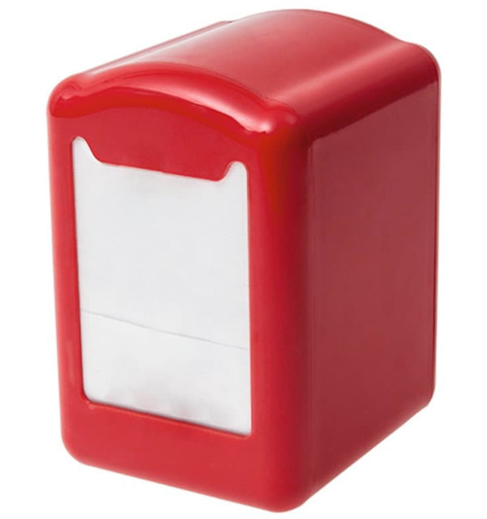 Servet plastic dispenser "Miniservis" rood 17x17cm (12 stuks)