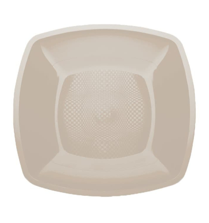 Plastic bord Plat beige Vierkant PP 18 cm (25 stuks) 