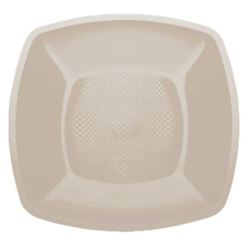 Plastic bord Plat beige Vierkant PP 18 cm (300 stuks)