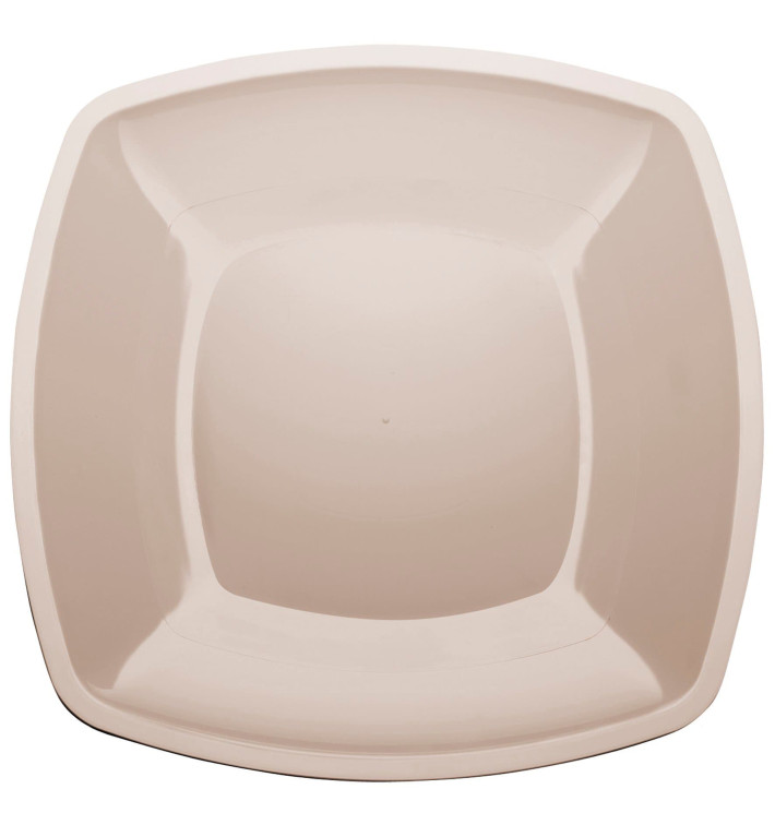 Plastic bord Plat beige Vierkant PS 30 cm (12 stuks) 