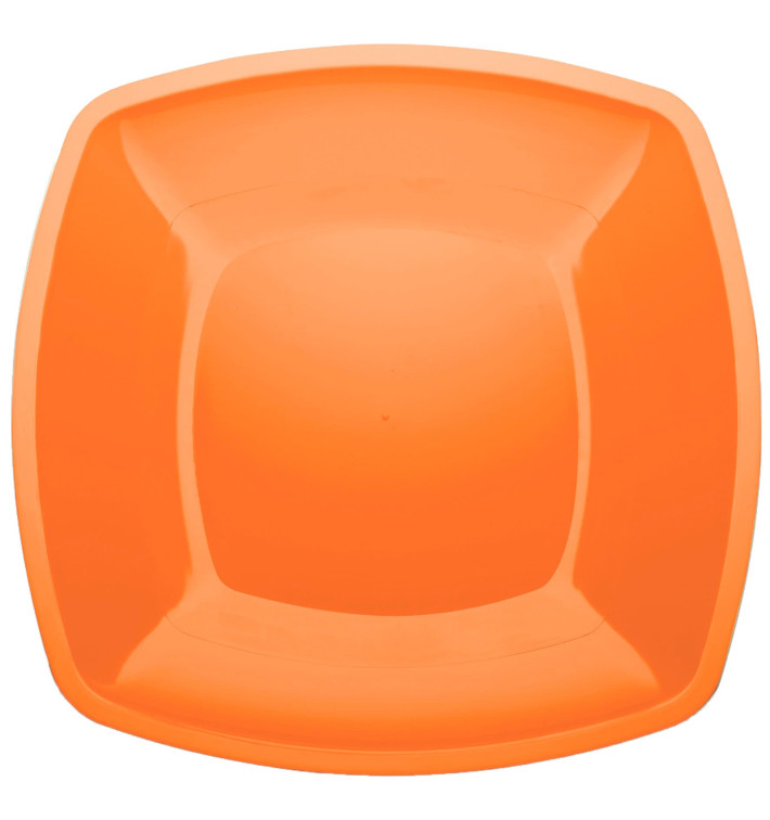 Plastic bord Plat oranje Vierkant PS 30 cm (12 stuks) 