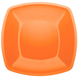 Plastic bord Plat oranje Vierkant PS 30 cm (144 stuks)