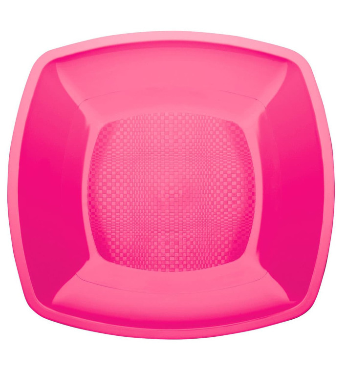 Plastic bord Plat fuchsia Vierkant PP 18 cm (300 stuks)