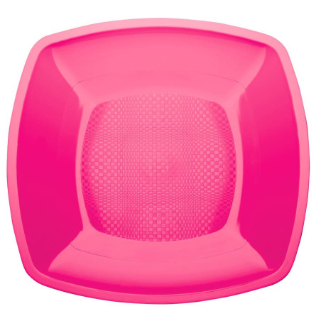 Plastic bord Plat fuchsia Vierkant PP 23 cm (300 stuks)